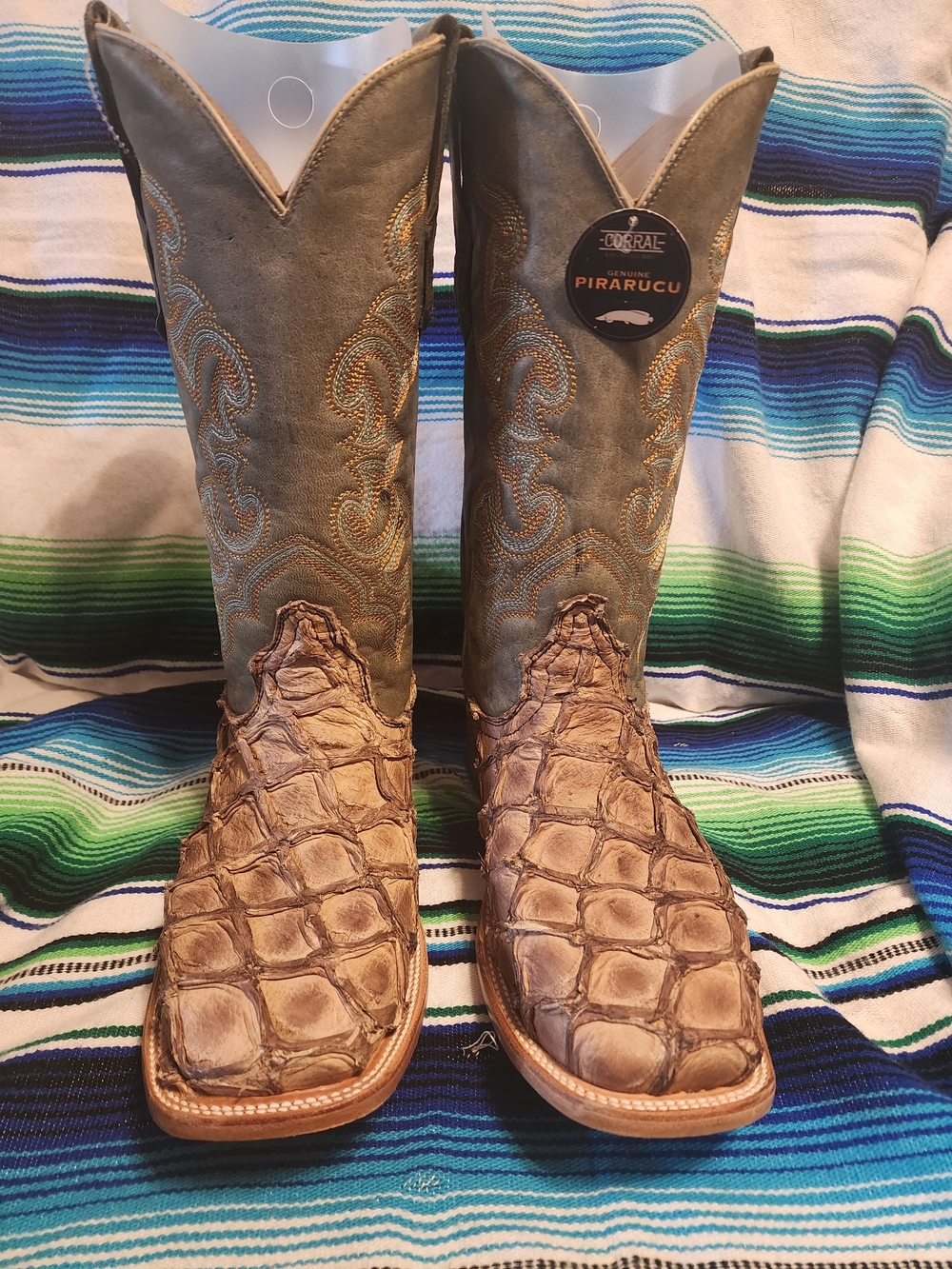 Men's Pirarucu Leather Western Boots in Brown & Tan by Corral